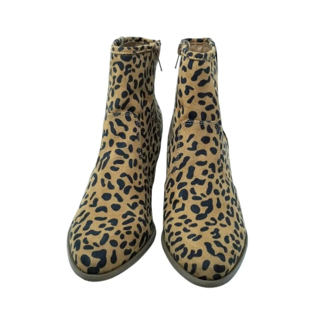 Carlos Santana Leopard Rowan Ankle Boots Size 8